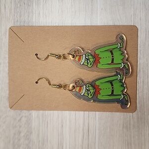 Grinch Elf Gold Hypoallergenic Earrings